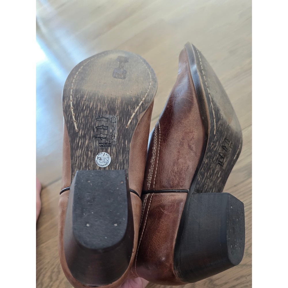 Bed Stu Brown Leather Western Ankle Boots Pointed Toe Stitched Distressed Size 6 - Picture 4 of 7
